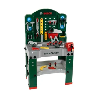 Imagen de Theo Klein 8580 Banco de Trabajo, 44 Piezas, Trabajo Que Incluye Superficie con función Aprendizaje, Medidas 61 cm x 44.5 101 cm, Juguete para niños a Partir 3 años