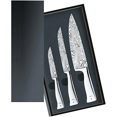 Imagen de WMF Juego de cuchillos cocina, 3 piezas, colección Damasteel, acero damasco