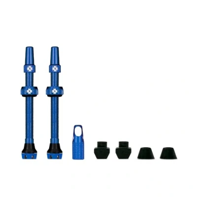 Imagen de Muc Off Set de Válvula Presta para Tubeless, Azul, 44 mm Bicicleta Sin Fugas Con Herramienta Extracción Núcleo Integrada