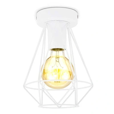 Imagen de B.K.Licht I Lámpara de techo alambre 1 flame E27 Vintage 165 mm diámetro Blanco sin bombilla