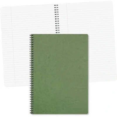 Imagen de Clairefontaine 781453C Un Cahier à Spirale Vert A4 21x29,7 cm 100 Pages Lignées avec Marge Papier Blanc 90 g Couverture Carte Lustrée Grain Cuir Collection Age Bag
