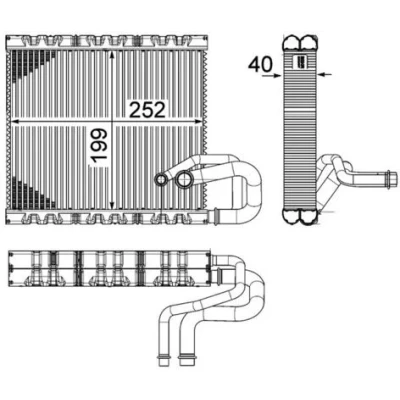 Imagen de MAHLE ORIGINAL AE 106 000P Evaporador sin válvula de expansión VOLKSWAGEN: Crafter 30 50 Furgón