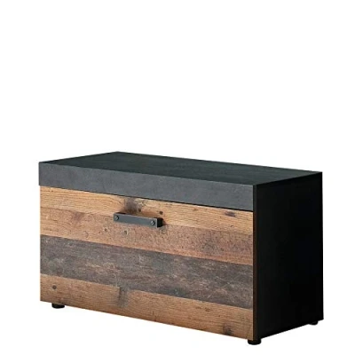 Imagen de trendteam smart living IndyGD:KO.GraphitGrauMatera, FR.Old Wood, Abs.Graphit Grau Matera NB,GD Sitzbank Mueble, Material, Cuerpo de Grafito Gris, Frontal Madera Antigua, 80 x 45 91 cm