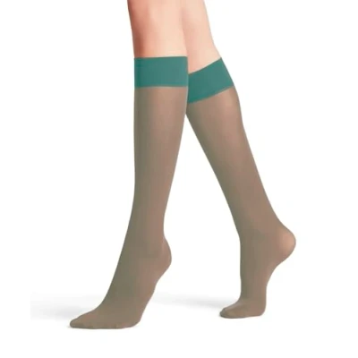 Imagen de FALKE Pure Matt 50 DEN W KH semiopaco unicolor 1 par, Calcetines largos Mujer, Verde (Fjord 7475) nuevo ecológico, 35 38