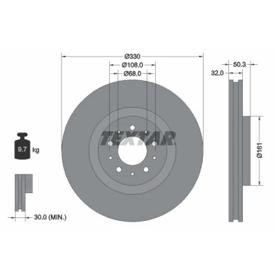 Imagen de TEXTAR PRO 92178103 Disco de freno 330 32 05/10 108 ventilación interna revestido sin perno sujeción rueda, buje rueda VOLVO: S60 I