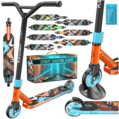 Imagen de KESSER® Scooter Funscooter Stuntscooter X Limit, conducción de 360 con cojinetes Bolas ABEC 9, Ruedas PU 100 mm, Patinete Robusto, Ciudad, Trucos para niños y Adulto