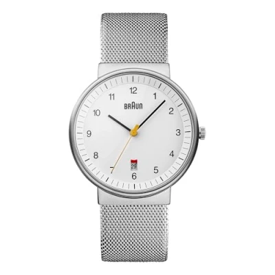 Imagen de Braun BN0032WHSLMHG Reloj análogico de cuarzo con correa acero inoxidable para hombre, color plateado/blanco