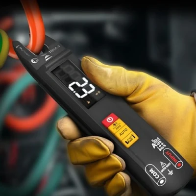 Imagen de MAXRIENY Multímetro digital inteligente con pinza de corriente abierta AC DC 6000 recuentos mini probador bolsillo recargable medición voltaje resistencia continuidad capacidad diodo Hz