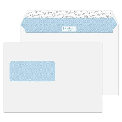 Imagen de Premium Office C5 Paquete de sobres con cierre autoadhesivo (con ventanilla, 162 x 229 mm, 25 unidades), color blanco