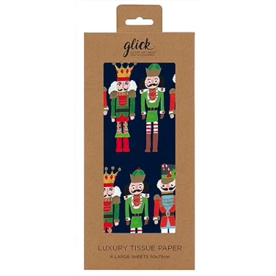 Imagen de Glick Cuatro hojas de papel seda Navidad, cascanueces para envolver Navidad (cuatro hojas), azul marino
