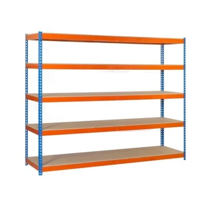 Imagen de SimonRack Estantería Metálica Almacenaje, Sin Tornillos, 5 Baldas Madera, Alta Capacidad Carga 400 kg, 2000x1200x600 mm, Taller Garaje Trastero, Galva/Madera