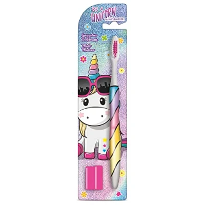 Imagen de Naturaverde Kids Be a Unicorn cepillo de dientes con cerdas medianas para niños, divertido unicornio