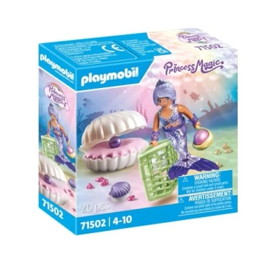 Imagen de PLAYMOBIL Princess Magic 71502 Sirena con Concha y Perla, Incluyendo Cofre del Tesoro en Forma de almeja Decorativa, Juegos rol imaginativos, Juguetes para niños a Partir 4 años