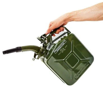 Imagen de BW© Bidón de combustible metal 5 litros con boquilla Verde oliva RAL 6003 Certificado TÜV y homologación UN Fabricado en Europa