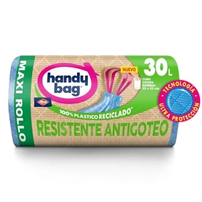 Imagen de Handy Bag Bolsas de Basura Resistente Antigoteo, 100% Reciclado, Autocierre, 30L, 20 Bolsas, 1 Paquete