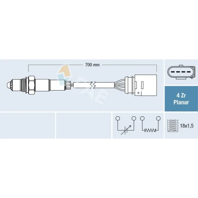Imagen de FAE 77141 Sonda lambda delante del catalizador de regulación AUDI: A3 Hatchback, A4 B6 Berlina, TT Coupé, VOLKSWAGEN: Golf 4, Polo III Hatchback