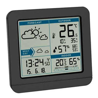 Imagen de TFA Dostmann Sky 35.1152 Estación meteorológica inalámbrica con Sensor Exterior, previsión y Reloj controlado por Radio ((L) 123 x (B) 52 (H) 117 mm, Negro)