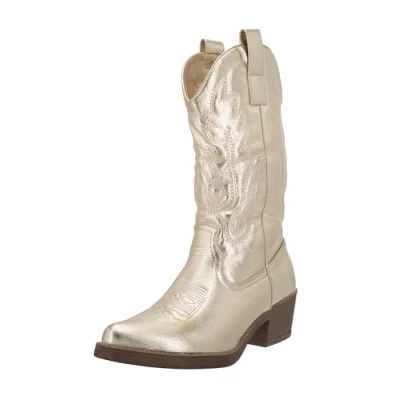 Imagen de Elara Botas de Vaquero Mujer Estilo Motero Chunkyrayan DEN928 Silver PU 41
