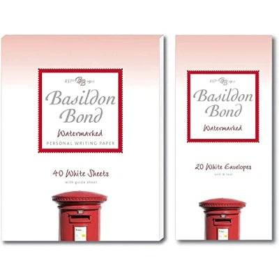 Imagen de Basildon Bond No 3 papel blanco juego de escritura incluye bloc notas y sobres