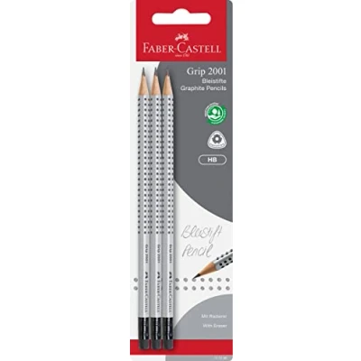 Imagen de Faber Castell Grip 2001 Paquete de 3 lápices madera HB