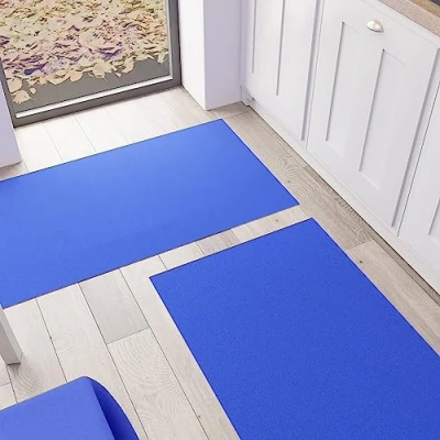 Imagen de PETTI Artigiani Italiani Alfombra de Cocina, Pasillo, Lavable, Antideslizante, Color Liso, 52 x 340 cm, Azul eléctrico, 100% Fabricada en Italia