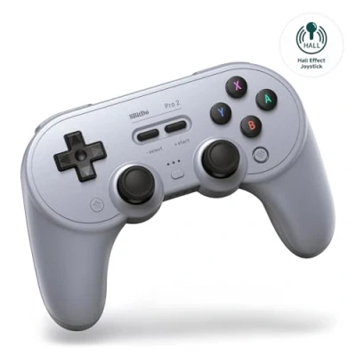Imagen de 8Bitdo Pro 2 Bluetooth Controller for Switch, Hall Effect Joystick Update, Wireless Gaming PC, Android, and Steam Deck &amp; Apple (Gray Edition)
