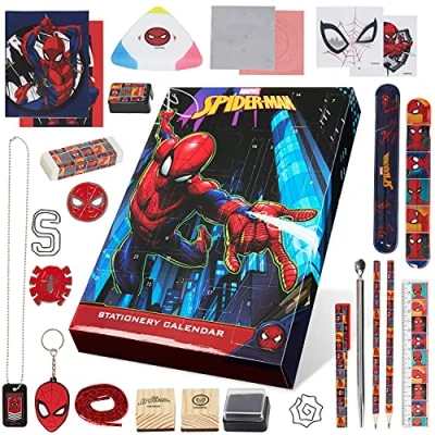 Imagen de Marvel Calendario de Adviento 2024 con Accesorios y Material Escolar para Niños (Spiderman Multicolor)