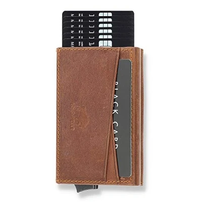 Imagen de Solo Pelle Tarjetero Cartera de piel Slim Wallet Monedero con protección RFID para hasta 11 tarjetas Modelo: Mech, Marrón vintage bolsillo monedas sueltas (aspecto