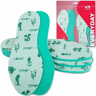 Imagen de SULPO 4 pares de plantillas aroma a menta frescas contra el sudor pies desodorantes para hombre y mujer suelas con un olor, verde, 43