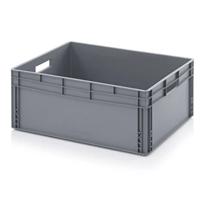 Imagen de Auer Euro contenedor EG 86/32, 80 x 60 32 cm, de plástico 130 litros, asas abiertas, caja almacenamiento y transporte apilable,