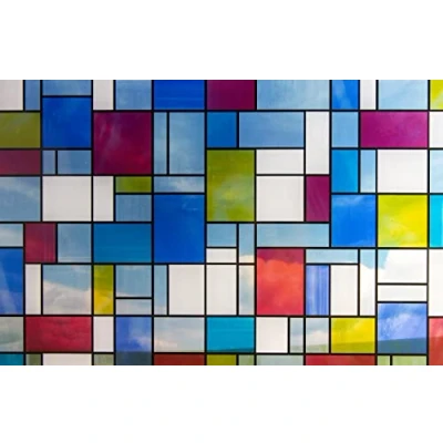 Imagen de Fablon Mondrian Película para Ventana, Vinilo, Azul, 67.5 cm x 2 m