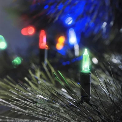 Imagen de Konstsmide 6004 500 Mini Guirnalda de Luces led para árbol Navidad (50 diodos Multicolores, Transformador Exterior 24 V, Cable Verde)