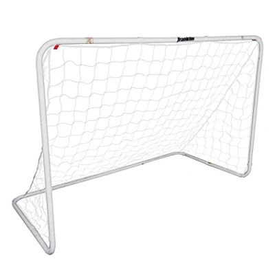 Imagen de Franklin Sports Portería de fútbol competición Acero para Patio Trasero con Red Todo Tipo Clima Incluye 6 estacas Tierra x 4 pies Plata