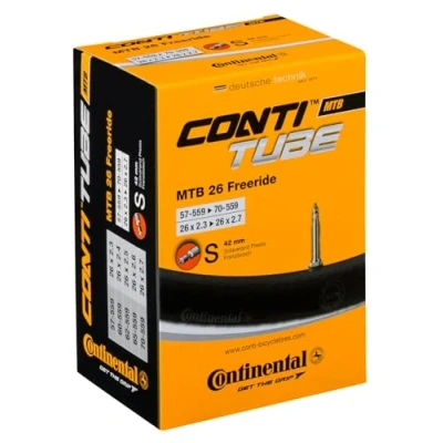 Imagen de CONTINENTAL Cámara MTB Freeride 26&quot; x 2.3 2.7, válvula Presta (Fina), 42 mm, Unisex Adulto, Negro, (62/70 559)