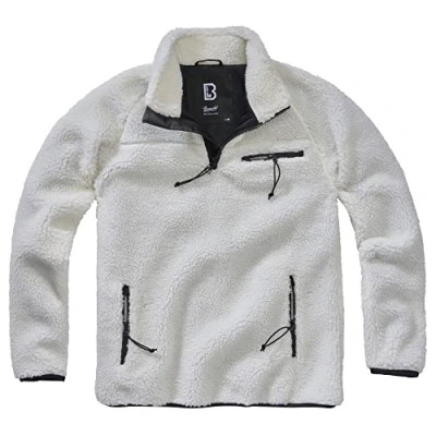 Imagen de Brandit Teddyfleece Troyer Sudadera Hombre, Blanco, S