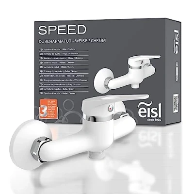Imagen de EISL NI168SCR W Mezclador monomando de ducha, grifo cromo/blanco
