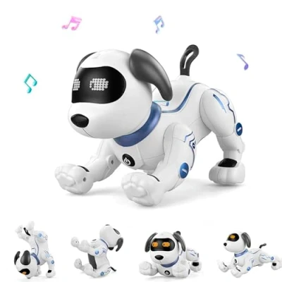 Imagen de Goolsky Juguete para Perro Robot Teledirigido, Acrobático RC con Comando de Voz y Canción Musical, Juguetes Electrónicos Perros Niños Niñas 4 a 10 años