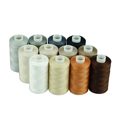 Imagen de Simthread Hilo de coser algodón para máquinas y acolchar, 500 yardas/carrete, 12 colores neutros
