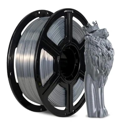 Imagen de FLASHFORGE Filamento de seda para impresora 3D 1,75 mm, bobina 1 kg, precisión dimensional +/ 0,02 mm impresoras FDM, textura y brillo ultra alto (plata)