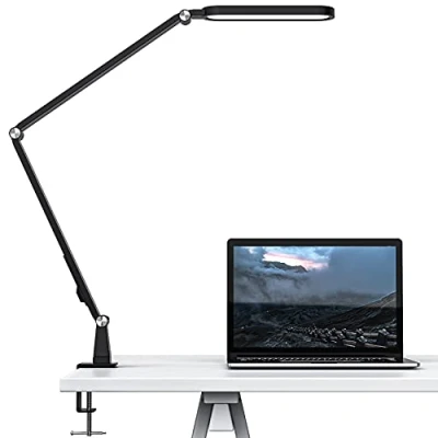 Imagen de JKSWT lámpara de escritorio LED, ajustable Eye Caring con abrazadera, 72 5 modos color, niveles brillo, oficina función memoria y control táctil