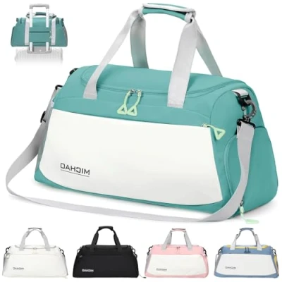 Imagen de Damcyer Bolsa De Deporte, Deporte Mujer para Grande con Compartimento Zapatos y Mojado, Viaje Mochila Gimnasio, Verde
