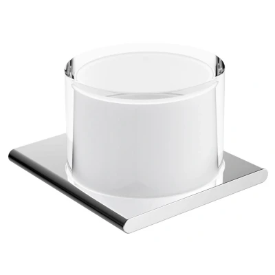 Imagen de Dosificador KEUCO de Metal Cromado y Vidrio Cristal, Contenido rellenable Aprox. 150 ml, dispensador jabón para el baño WC Invitados, Montaje en Pared, Edition 400