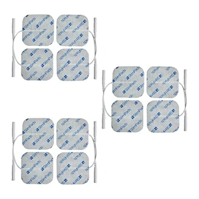 Imagen de StimPads electrodos TENS y EMS, paquete de 12 almohadillas 40 x mm con conector universal 2 mm, adhesivos fiables alta calidad, dispositivo médico certificado