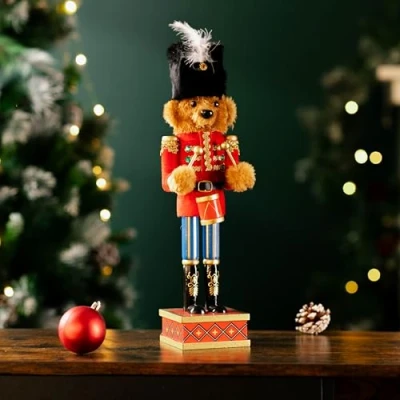 Imagen de Marco Paul Deluxe oso de peluche con tambor desfile Cascanueces adorno Navidad madera para uso en interiores grande 38 cm galleta nueces estatua figura tradicional festiva