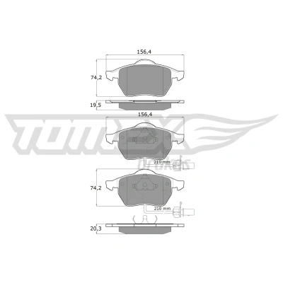 Imagen de TOMEX brakes TX 12 13 Juego de pastillas freno Eje delantero con contacto avisador desgaste SEAT: Alhambra I, VOLKSWAGEN: Sharan I