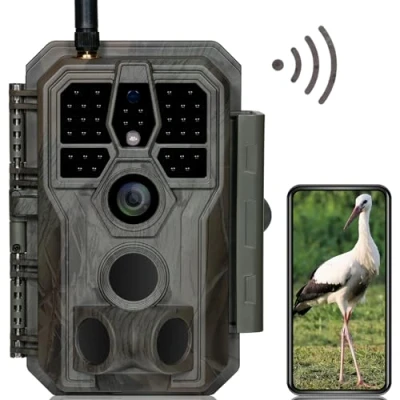 Imagen de GardePro E8 Câmaras de Caça WiFi Antenna con App 64MP 1296P H.264 Vidéo, Camara Fototrampeo Alcance Visión Nocturna 30m y 0,1s Tiempo Activación, LED IR 940nm No Glow, IP66