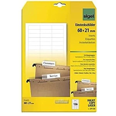 Imagen de SIGEL LP720 Etiquetas Index para carpetas colgantes Leitz/Falken, 185g, 156 unds.