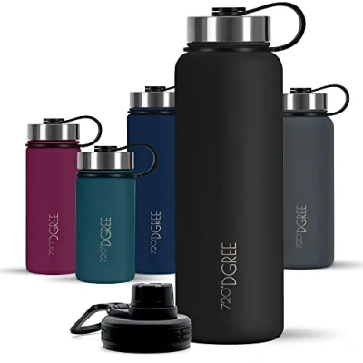 Imagen de 720DGREE Botella Agua Termo Acero Inoxidable “noLimit“ 530ml Sin BPA Free, Antigoteo y Prueba de Fugas Frasco térmico, Cantimplora Aislada Bebida Caliente Frío con Gas +Cubierta Deporte Gratis