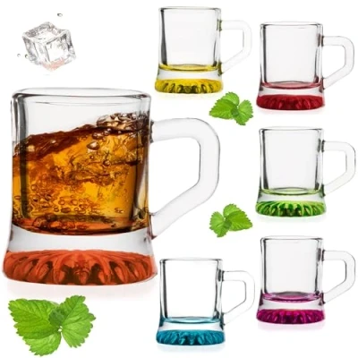 Imagen de Copas de chupito con mango 2cl 6 piezas fiesta vidrio Mini taza cerveza Pinnchen licor