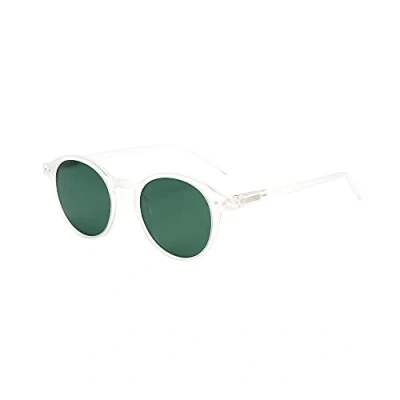 Imagen de ZENOTTIC Gafas de sol Polarizadas Redondo Retrospectivo Clásico Lentes Marco UV400 Para hombres y mujeres (CRISTAL MATE + VERDE)